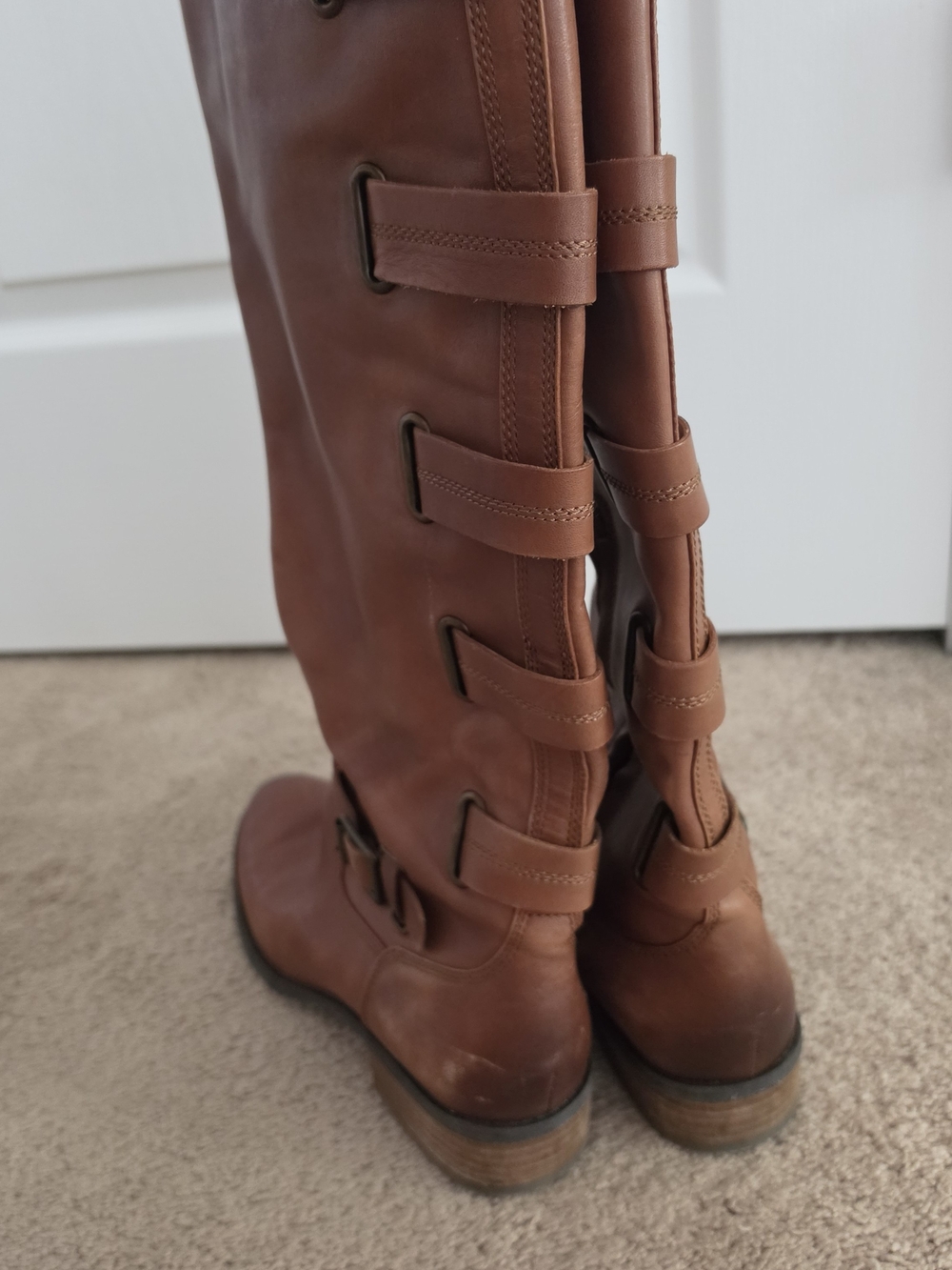 Sole Society Brown Leather Moto Boots